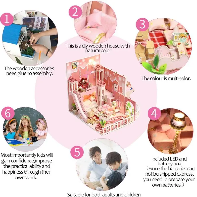 Dream Childhood Miniature DIY DollHouse with Furnitures Wooden House Toys Dollhouse Miniatures DollHouse Kits