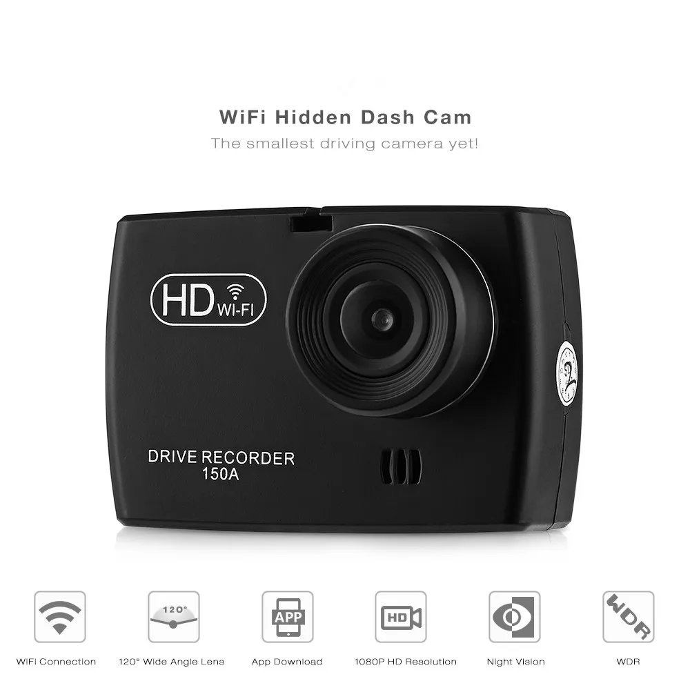GBtiger F150A WiFi Hidden Dash Cam Car DVR Dush Camera 120 Degree 1080P