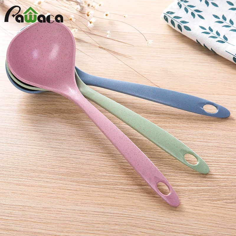 

1pc Wheat Straw Soup Spoon Long Handle Porridge Rice Spoon Kitchen Kitchenware Dinnerware Kitchen Cooking Tools Utensils