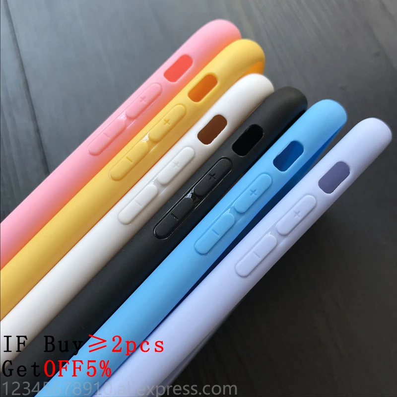 Чехол для iphone 5s se 6 6s 7 8 plus X XS чехол tpu простой сплошной цвет ультратонкий