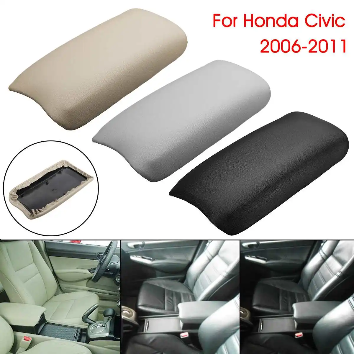 Car PU Leather Center Console Armrest Cover Arm Rest Box Lid Covers For