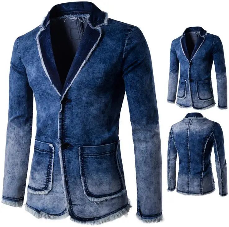 

2019 New Men Blazer Denim Jacket Suit Men Slim Casual Jeans Suits Casual Suit men's Clothes