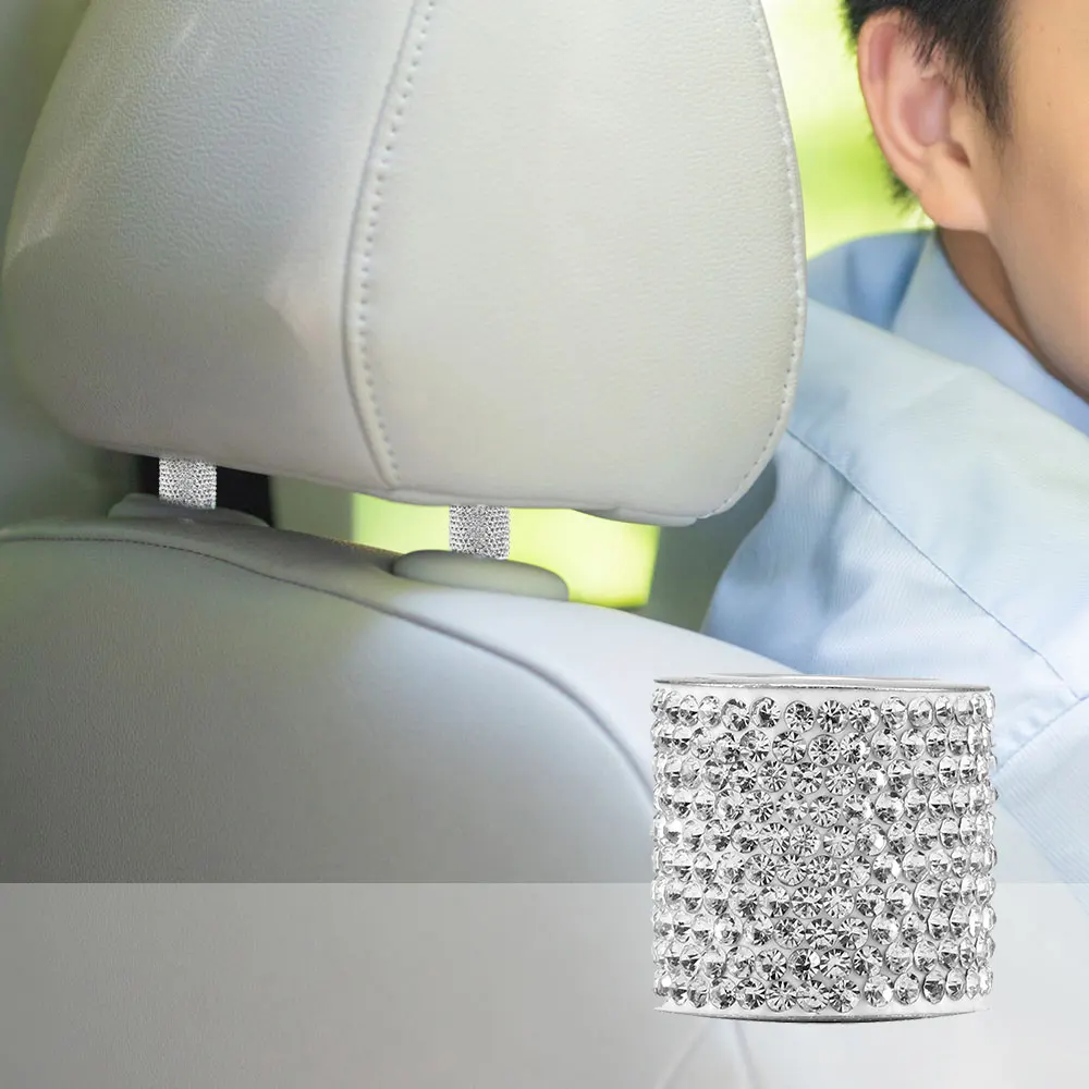 

Universal 1pcs Crystal Car Seat Headrest Collar Decor Charms Diamond Bling Car Interior Accessories For Women Rhinestone