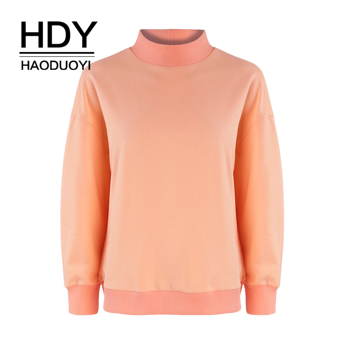 HDY Haoduoyi 2018 Half-high Collar Solid Color Oversize Pullover Sweater Winter Autumn Warm Fashion Simple  Casual