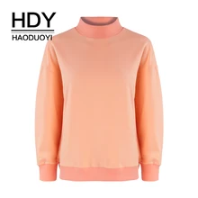 HDY Haoduoyi 2018 Half-high Collar Solid Color Oversize Pullover Sweater Winter Autumn Warm Fashion Simple  Casual