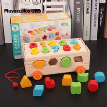 Дошкольное образование цифровой цвет познавательная форма сопряжение геометрические строительные блоки трейлер Интеллект коробка деревянные игрушки