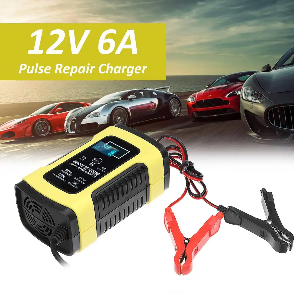 

12V 6A Automatic Car Motorcycle Truck Smart Battery Charger Maintainer Desulfator Lead Acid Battery Fast Power Charging