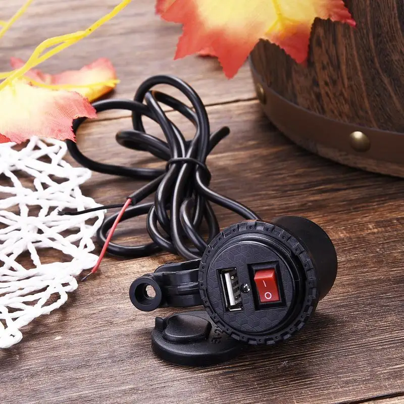 USB мотоцикл Прикуриватель разъем Водонепроницаемый переключатель мотоцикла 12 24V