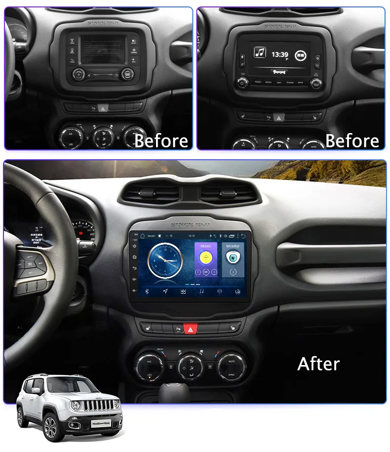 Best 9 inch Android 8.1 full touch screen car multimedia system for Jeep Renegade 2016-2018 car gps radio navigation 1