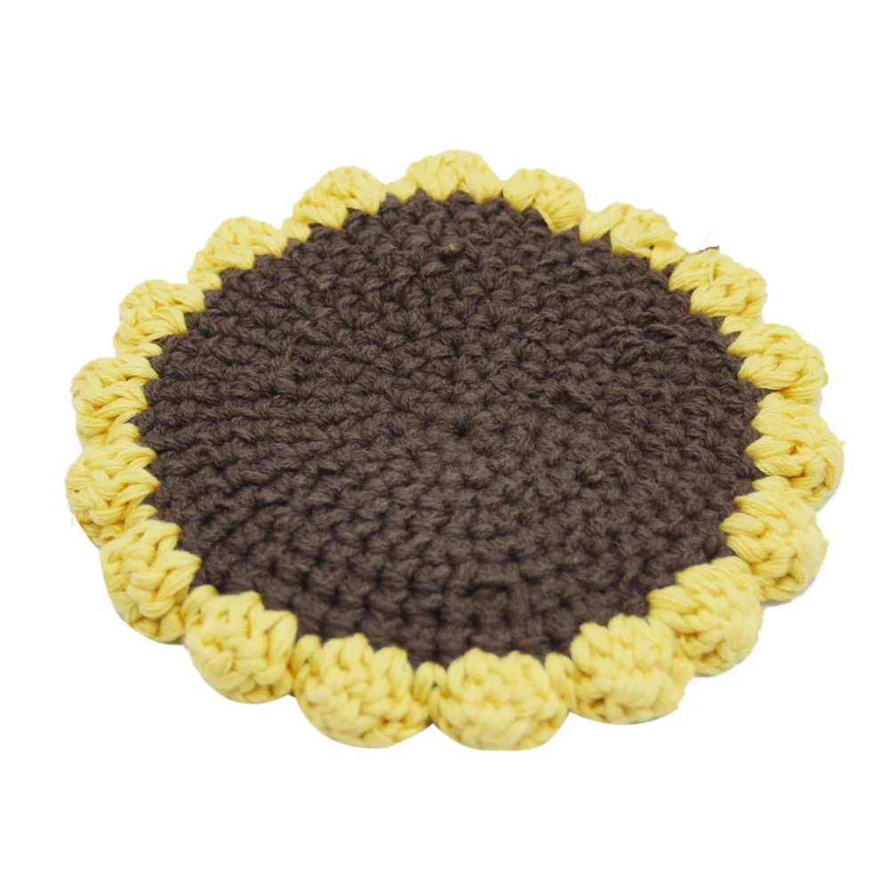 

Sunflower Pattern Weaving Cup Coasters Tea Cup Mat Natural Cotton Coasters Creative Mug Pad Heat Insulation Coasters Decorative