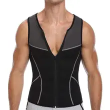 Мужской неопреновый спортивный жилет без рукавов для сауны на молнии, ажурный свитер, костюм для бега, фитнеса, йоги, плюс размер