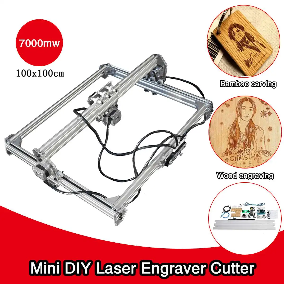 

7000mw 100x100cm CNC DIY Desktop Mini Laser Engraving Machine Wood Router Cutter Printer Logo Mark Laser Carving+Laser Goggles