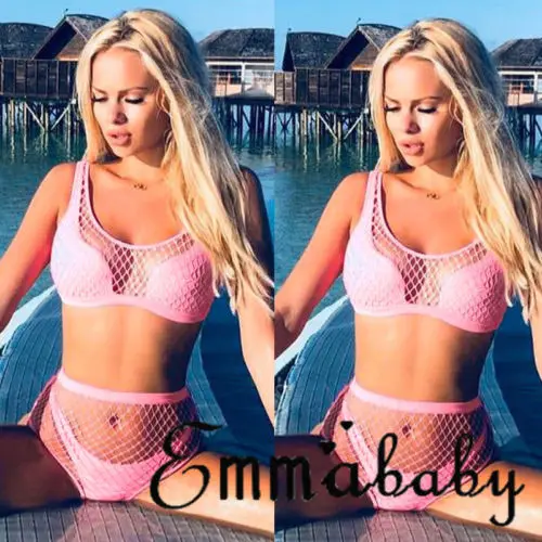 

2018 Summer Womens One Piece Push Up Padded Bra Sexy Bikini Pink Monokini Swimwear Swimsuit Beachwear