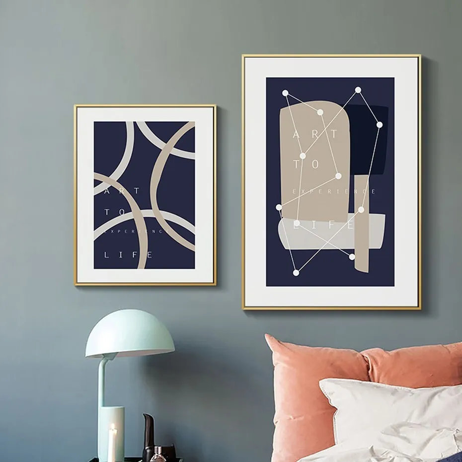 

SURE LIFE Modern Abstract Starry Sky Geometric Pattern Canvas Paintings Poster Print Pop Wall Art Picture Living Room Home Decor