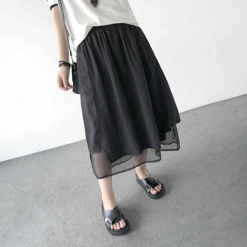 Женская юбка фасона "Русалка", однотонная до середины икры, с завышенной талией, винтажная мода 2019, простая