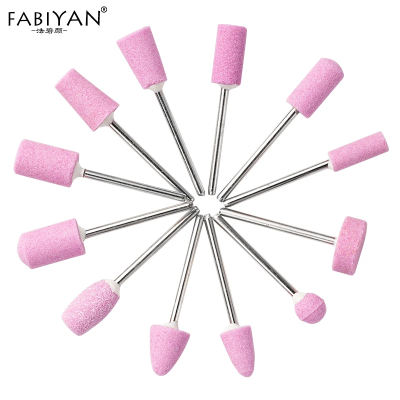 

12 Style Set Manicure Pedicure Grinding Polishing Head Cutters Nail Art Drill Bit Pink Quartz Accessory Tool For File Electric
