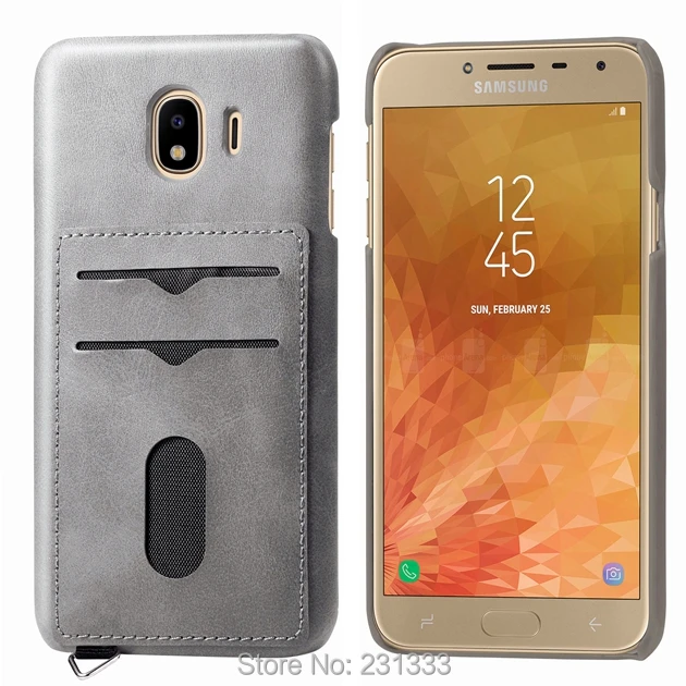C ku для Samsung Galaxy J4 Plus J6 M20 J2 Grand Prime G530 Жесткий ПК кожаный чехол Ретро ID слот карт шпон