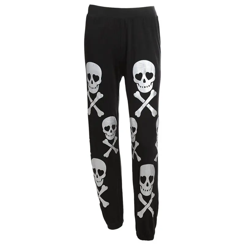 

Women Pants Casual Black Spring Gothic Streetwear Punk Loose High Waist Skull Print Office Lady Female Fashion New Hot Pant