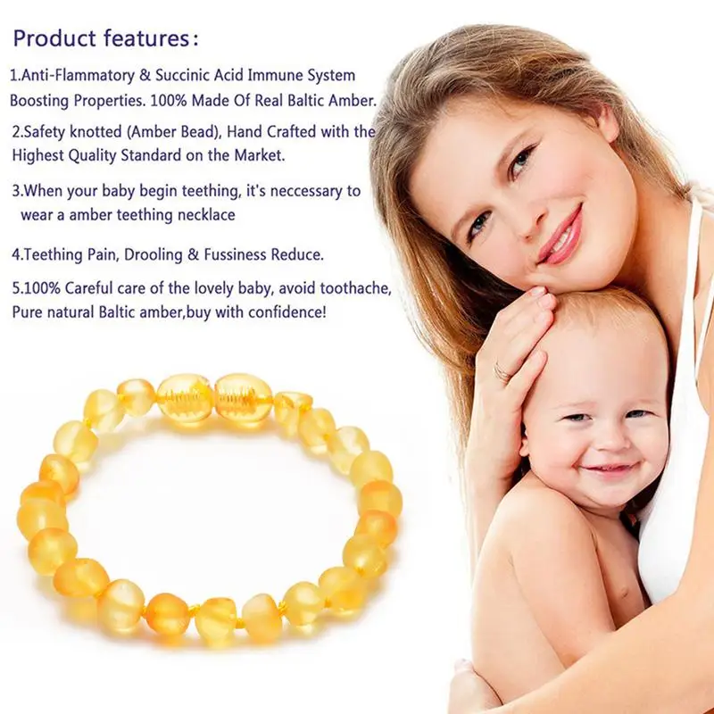 

Sea amber baby bracelet natural amber children relieve teeth pain bracelet calm Jingan bracelet