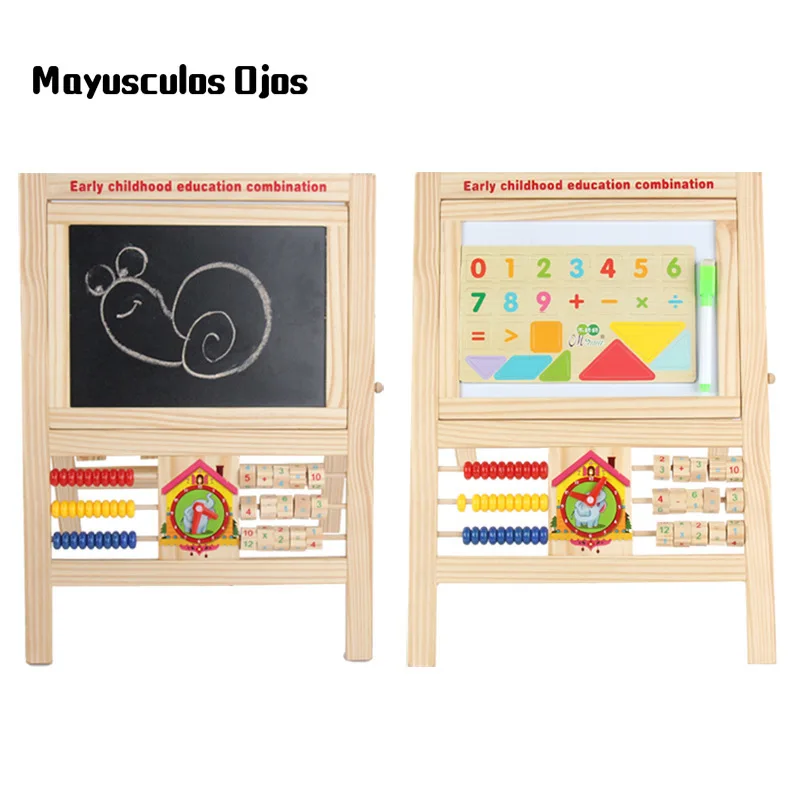 

Multi-function Drawing Board Children Early Education Combination Double-sided Magnetic Blackboard Wooden Bracket Writing Board
