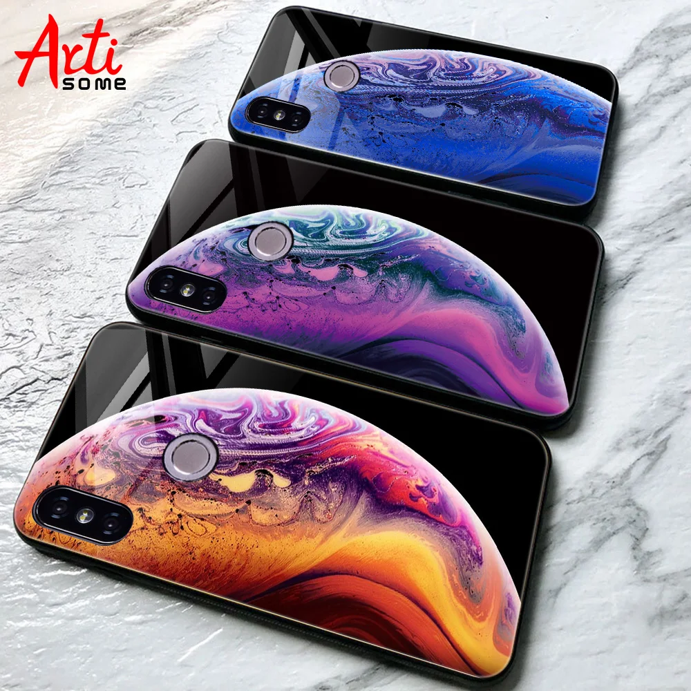 

Luxury Glass Case For Xiaomi Redmi Note 6 5 Pro 4X 6 Pro Case For Xiaomi Pocophone F1 Mi A2 Lite Star Space Case Silicone Coque