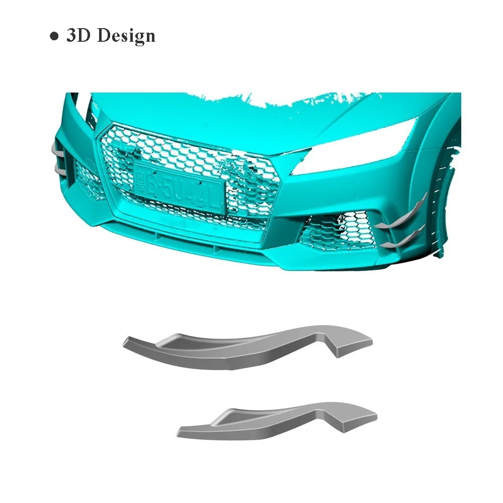  For Audi TTRS 2016 2017 2018 Carbon Fiber Front Bumper Air Vent Fender Trims Canards Fins Decoratio