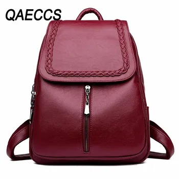 

Female Leather Backpacks Sac A Do Large Capacity Travel Bagpack Vintage Famous Brand Back Pack Female Backpacks For Girls New