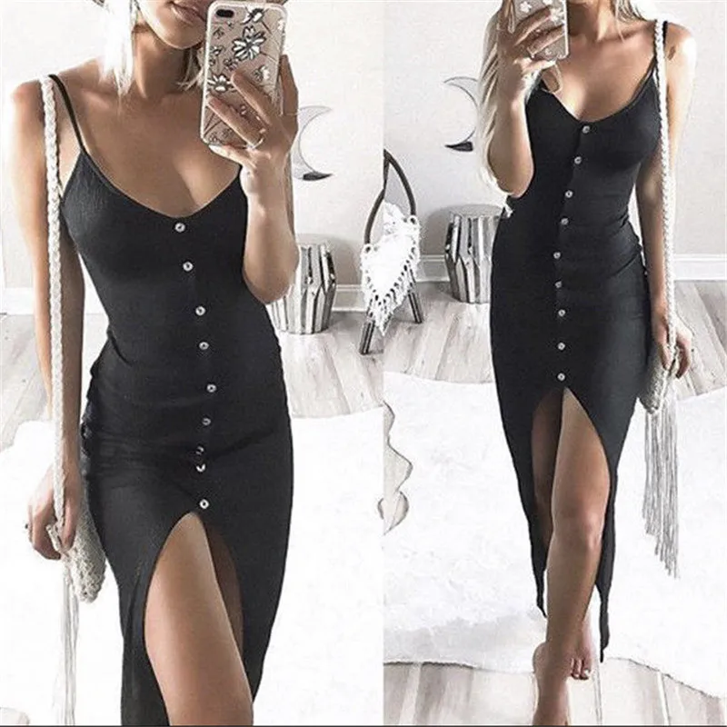 

2018 Fashion Women Knitted Dresses Solid V-Neck Sleeveless Elegant Knitted Sweater Dress With Belt Summer Party Dress