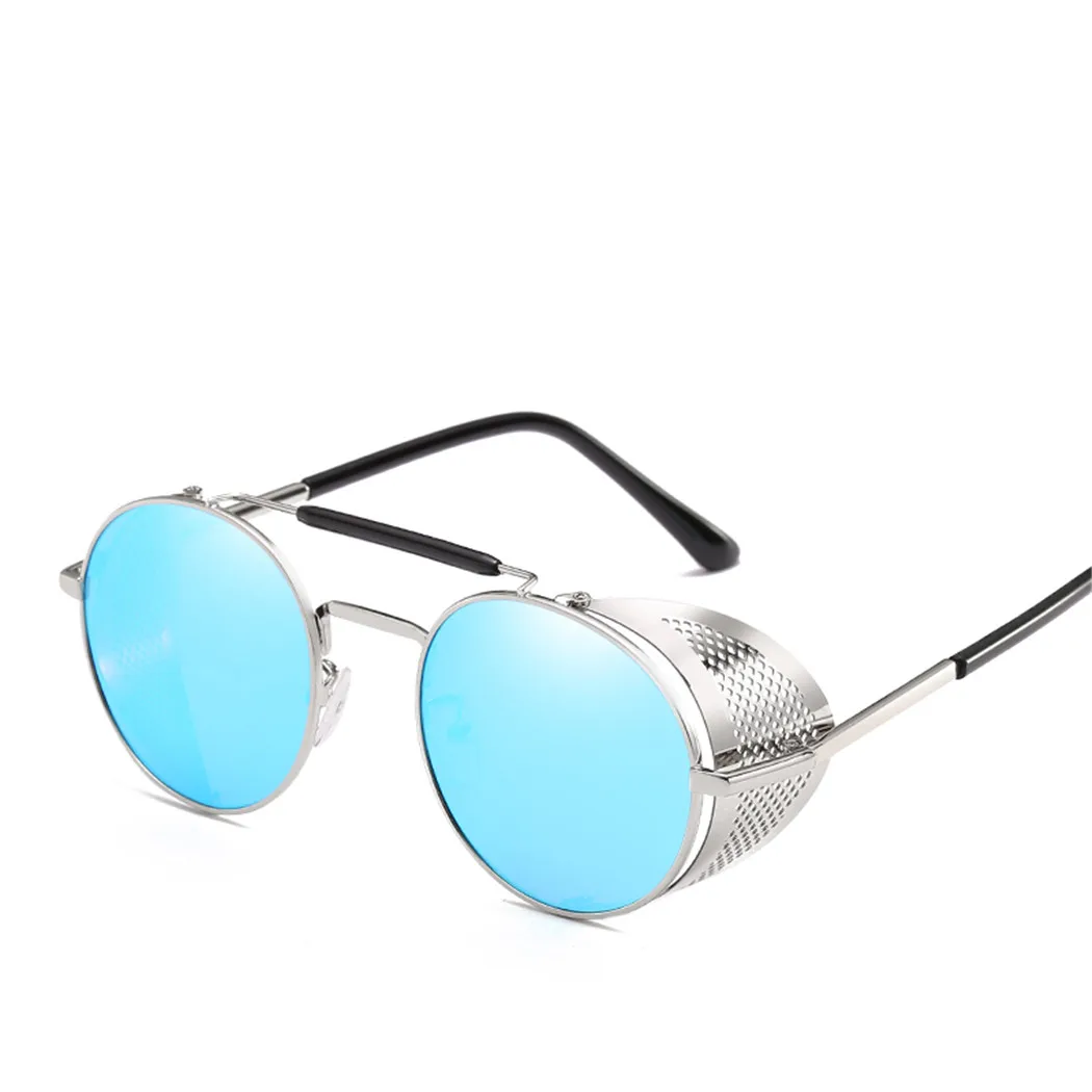 Для мужчин и Для женщин ретро стимпанк солнечные очки металлическая круглая рама солнцезащитные очки винтажная, брендовая, дизайнерская