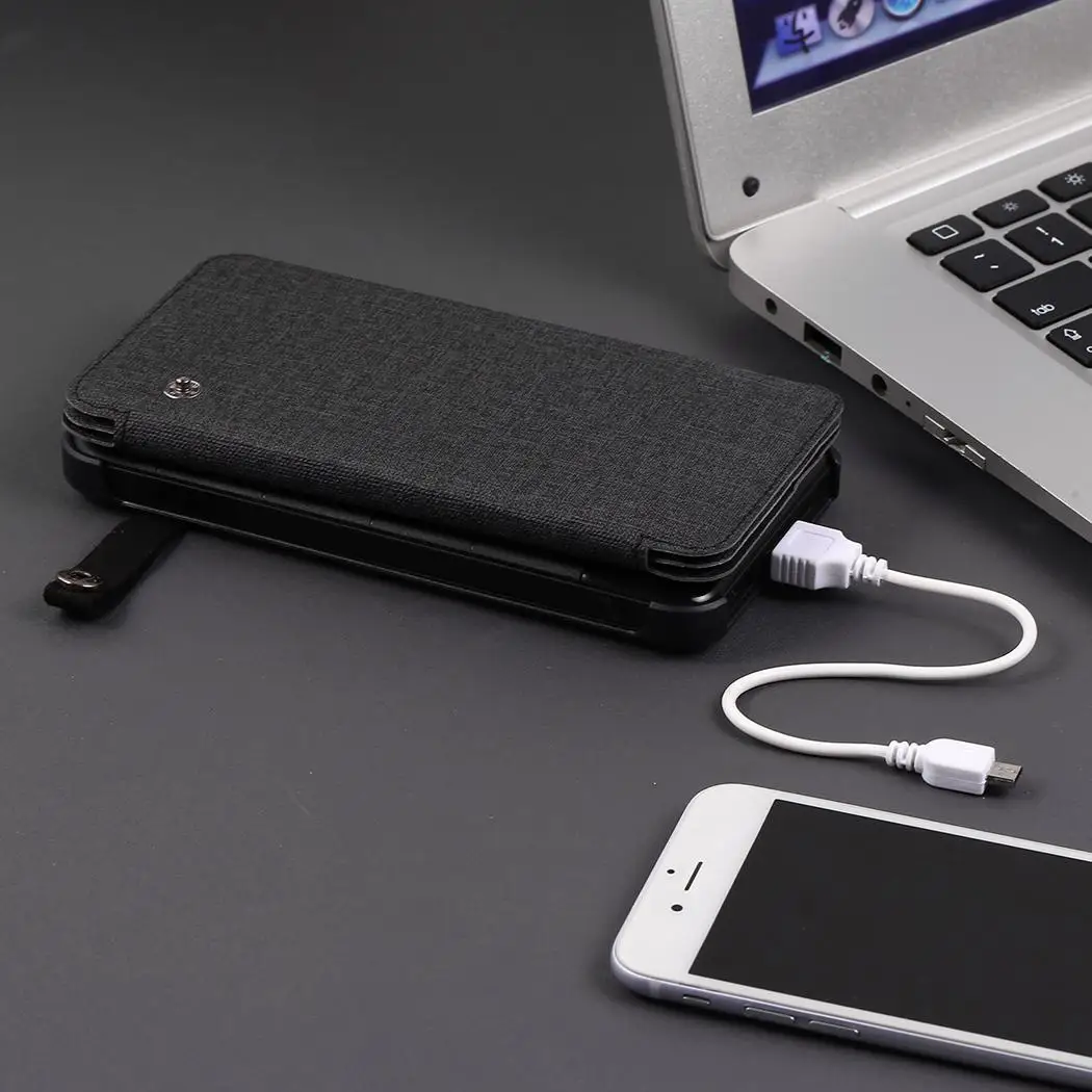 Складная солнечная панель Dual USB мобильный Банк питания свет + sos помощь зарядное
