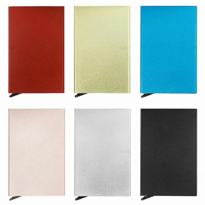 

Aluminum Wallet Antithief ID Card Holder RFID Blocking Mini Slim Metal Wallet Automatic Pop Up Credit Card Coin Purse 2018 New