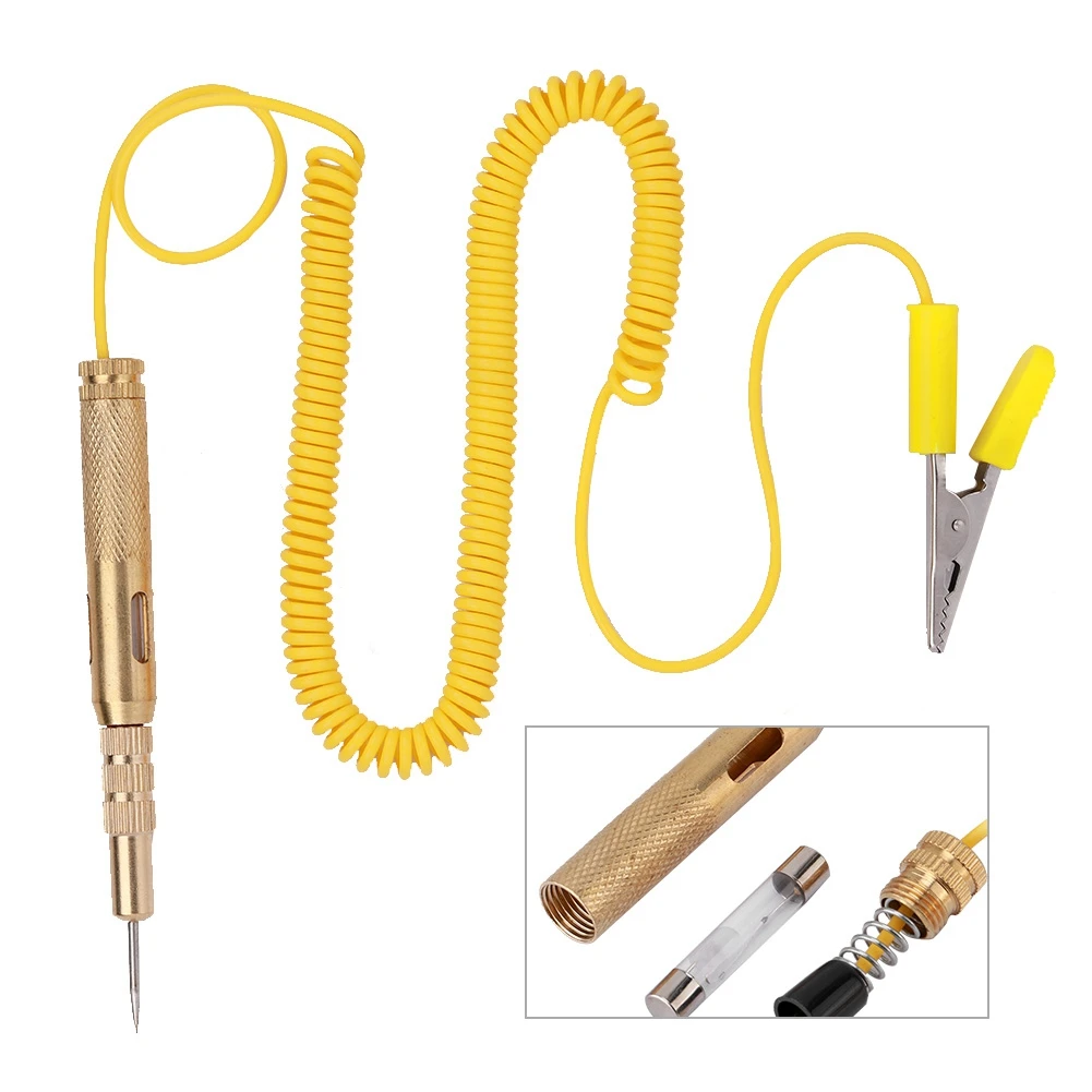 Probador de circuitos Veh/ículo de autom/óvil Autom/ático Probador de circuitos DC 6V 12V 24V Bombilla Voltaje Prueba Pluma L/ápiz Amarillo