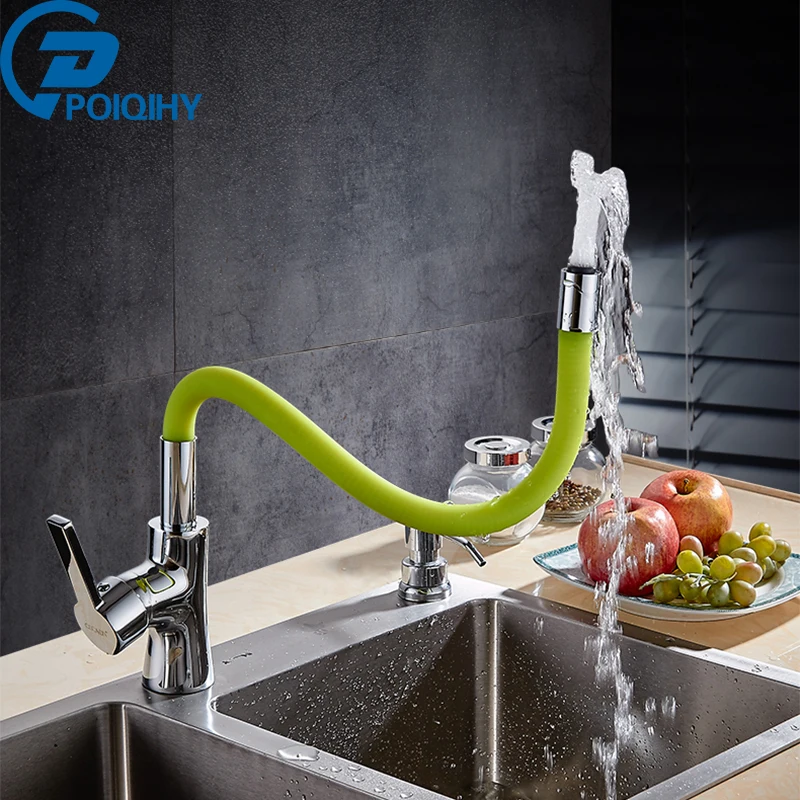 

Any Direction Silica Gel Nose Rotating Kitchen Faucet Cold and Hot Water Mixer Single Handle Tap