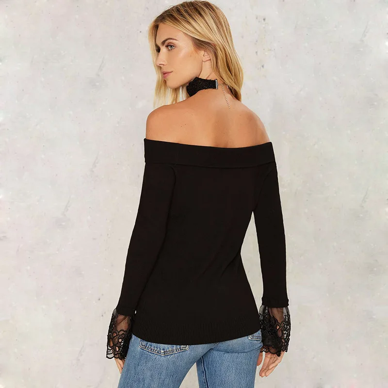 OLOEY Autumn and Winter Lace Women Sweater slit neckline Strapless Sweater thickening Sweater Off Shoulder Pullover Sweaters OLOEY Autumn and Winter Lace Women Sweater slit neckline Strapless Sweater thickening Sweater Off Shoulder Pullover Sweaters
