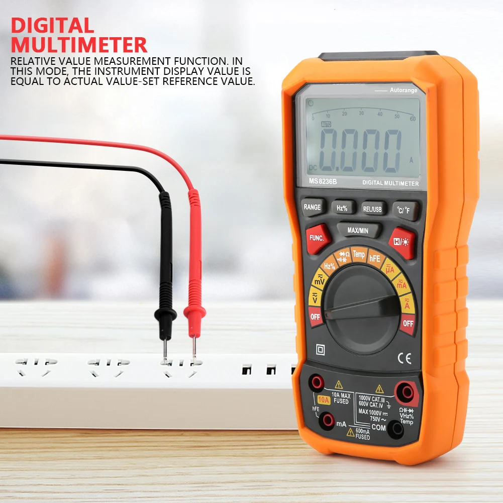 PEAKMETER Portable Digital Current Meter PM8236B Voltage Meter Voltage