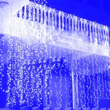 5 м 216 светодио дный окна Шторы сосулька Строка Фея Света Рождество год украшения гирлянды теплый белый