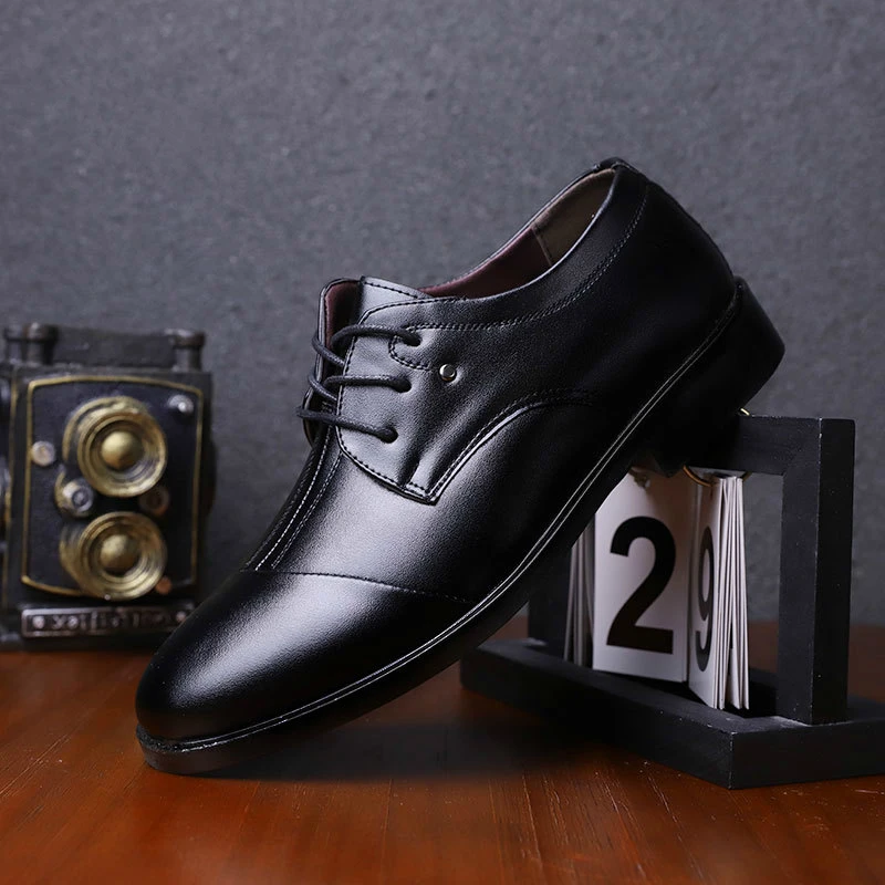 Couro brown Negócios No black Lace Homem Fundo Liso brown Deslizamento Up Up Único Imaxanna Sapatos Não Vestido Sapato Escritório Slip Macio Black Casual Novo De I81vBw