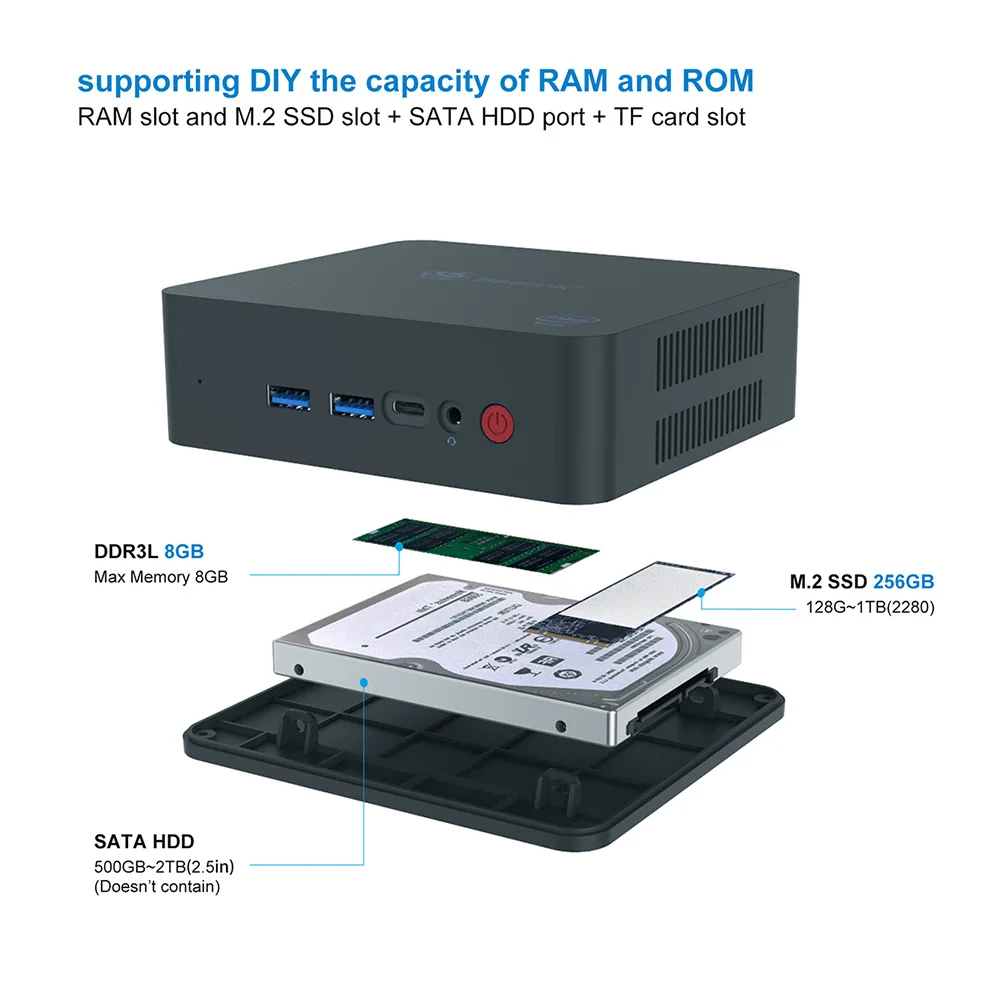 U55 Мини ПК 8 Гб 256 ГБ 512 в i3 500U двухъядерный HD графика 5500Beelink BT4.0 Win10 2 4G + 5 8G WIFI ПК|Мини