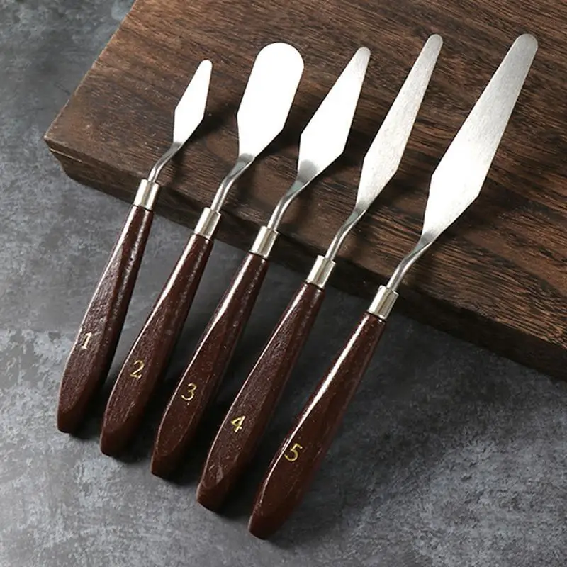  5pcs/Set Stainless Steel Spatula Baking Pastry Tool Mixing Scraper Pack Art Scorper Oil Scraper Oil