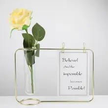 Прозрачная трубка стеклянная металлическая подставка под цветок растение железное Искусство Ваза рамка цветочный горшок Цветочная композиция домашний свадебный Декор Орнамент