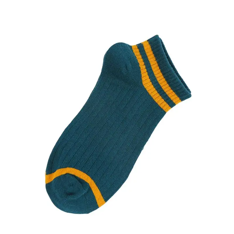 

Japanese Two-bar Striped Short Socks Women Solid Color Cotton Sock Harajuku Breathable Funny Various Colors Sports Socks Black
