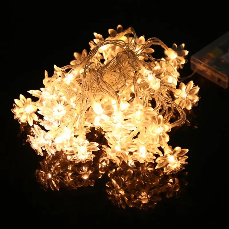 4.5M 40 Led Flower LED String Lights Battery Operated Event Christmas Wedding Birthday Party Decoration Lightings Casamento | Дом и сад