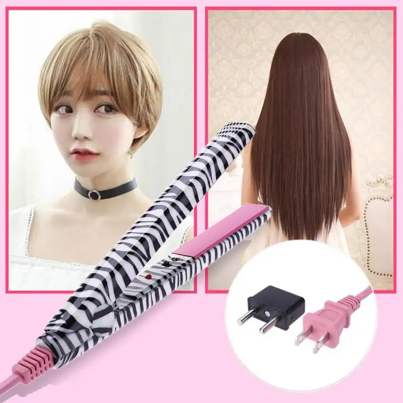 

Pro Mini Zebra Portable Hair Straightener Irons Ceramic Flat Waves Irons With US Plug to EU Plug adapter