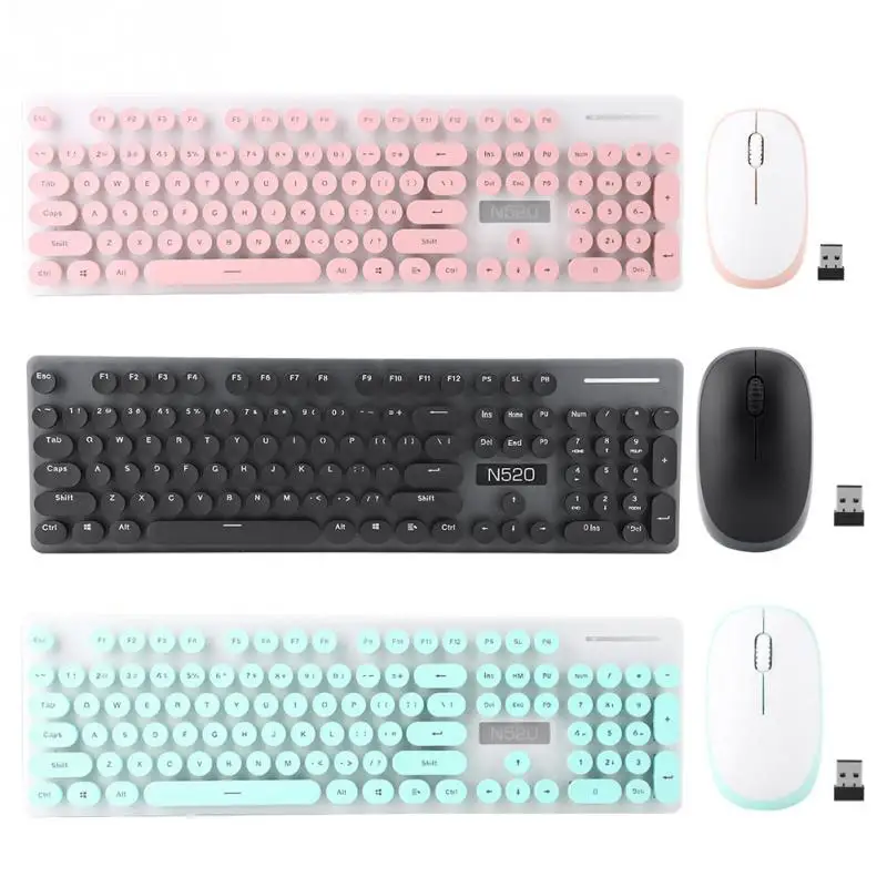 

2.4GHz Mechanical Feel Comfortable Typing Wireless Keyboard Mouse Set with No Delay 10m Wireless Connection