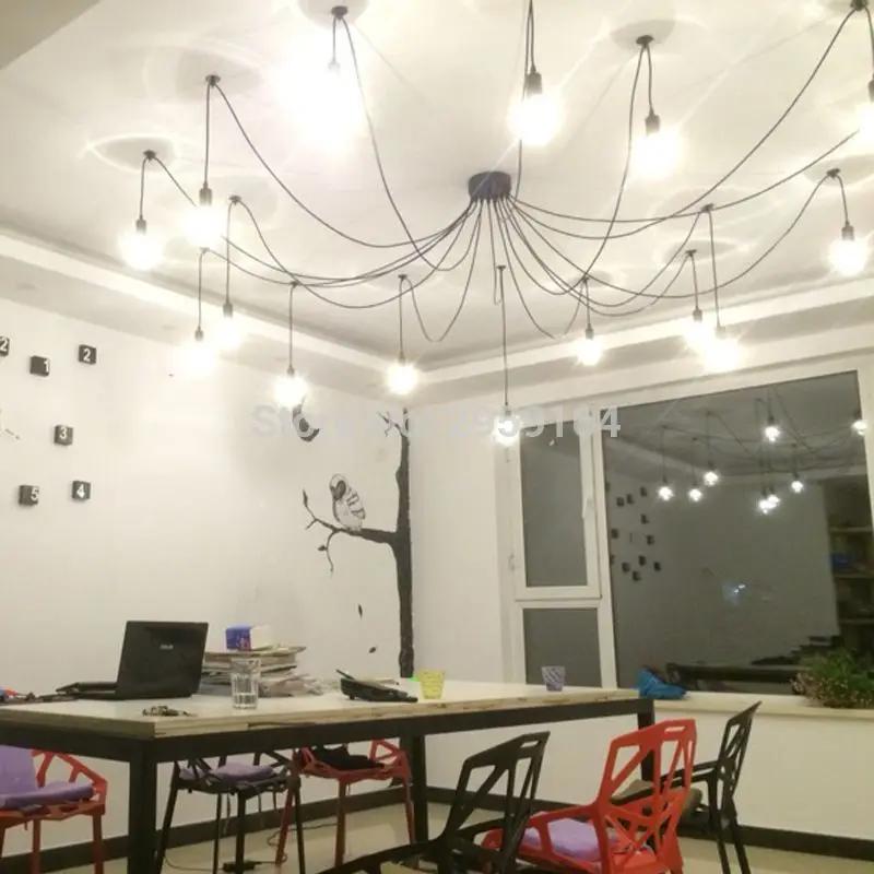 

16 Heads E27 Sockets Nordic Industrial Edison Chandelier Vintage Pendant Lamp Loft Antique Adjustable DIY Home Lighting w/o Bulb
