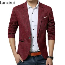 Брендовый весенне-осенний мужской повседневный Блейзер, Мужской Хлопковый пиджак, приталенный мужской классический Смарт Повседневный блейзер для мужчин