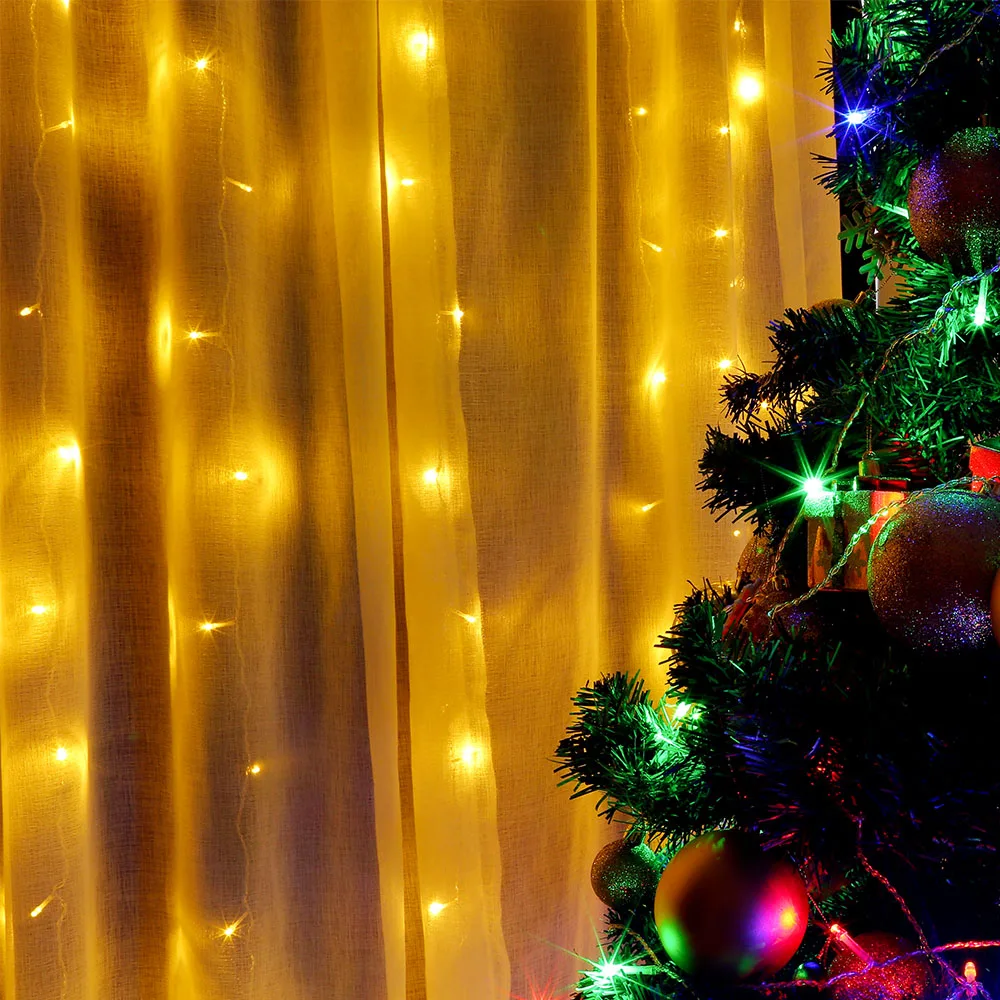 

ON SALE 3 X 3m 304 LEDs Window Curtain String Light For Wedding Christmas Decor Festival Ornament 110V 18W String Lamp