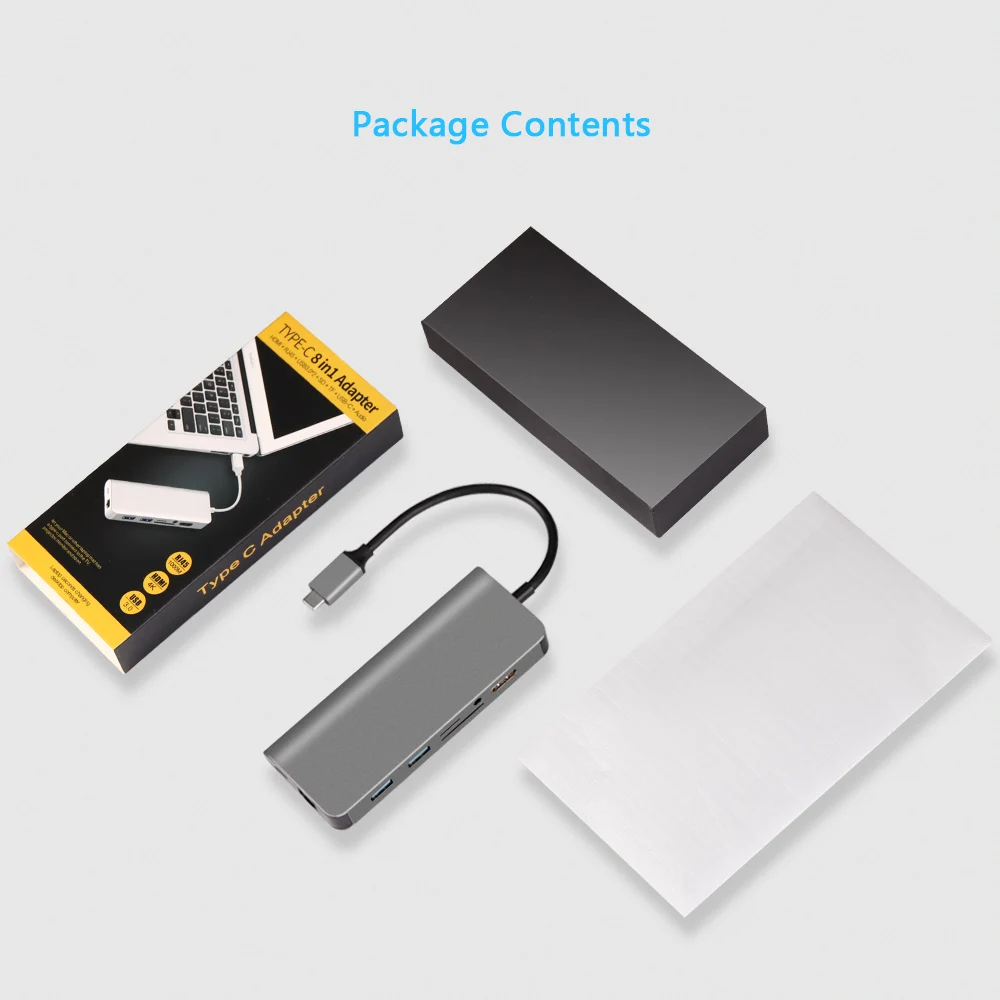 Redlai USB C HUB Type to HDMI 3 5 мм аудио RJ45 0 PD SD/TF Card Reader адаптер для MacBook 12 &quotAir Pro 2018 13 15