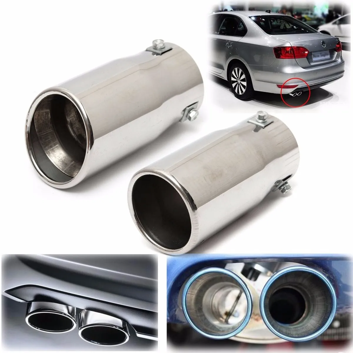 Vehicle Chrome Exhaust Pipe Tip Car Auto Muffler Steel Stainless Trim Tail Tube Auto Replacement Parts Exhaust Systems Mufflers Vehicle Chrome Exhaust Pipe Tip Car Auto Muffler Steel Stainless Trim Tail Tube Auto Replacement Parts Exhaust Systems Mufflers