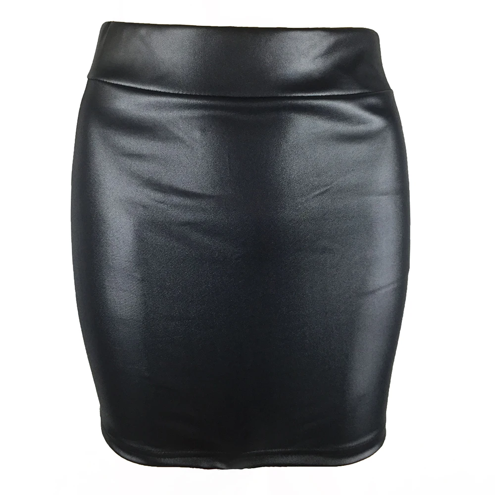 

Fashion Sexy Women Mini Skirt Plus Size Solid Color PU Leather Pencil High Waist Bodycon Short Skirt Office Ladies Work Wear 3xl